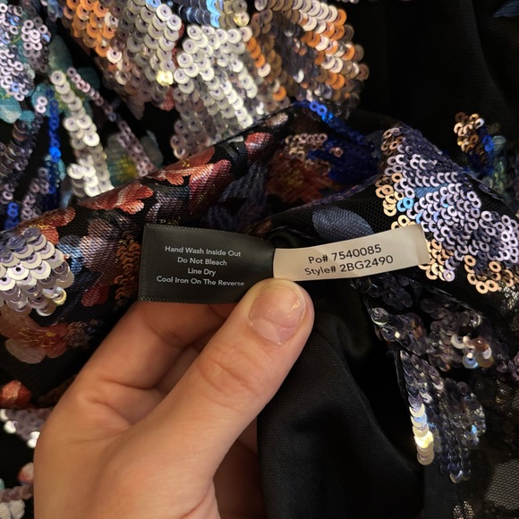 Boston Proper Floral Sequin Elegant Event Long Sleeve Top Medium - Picture 7 of 8